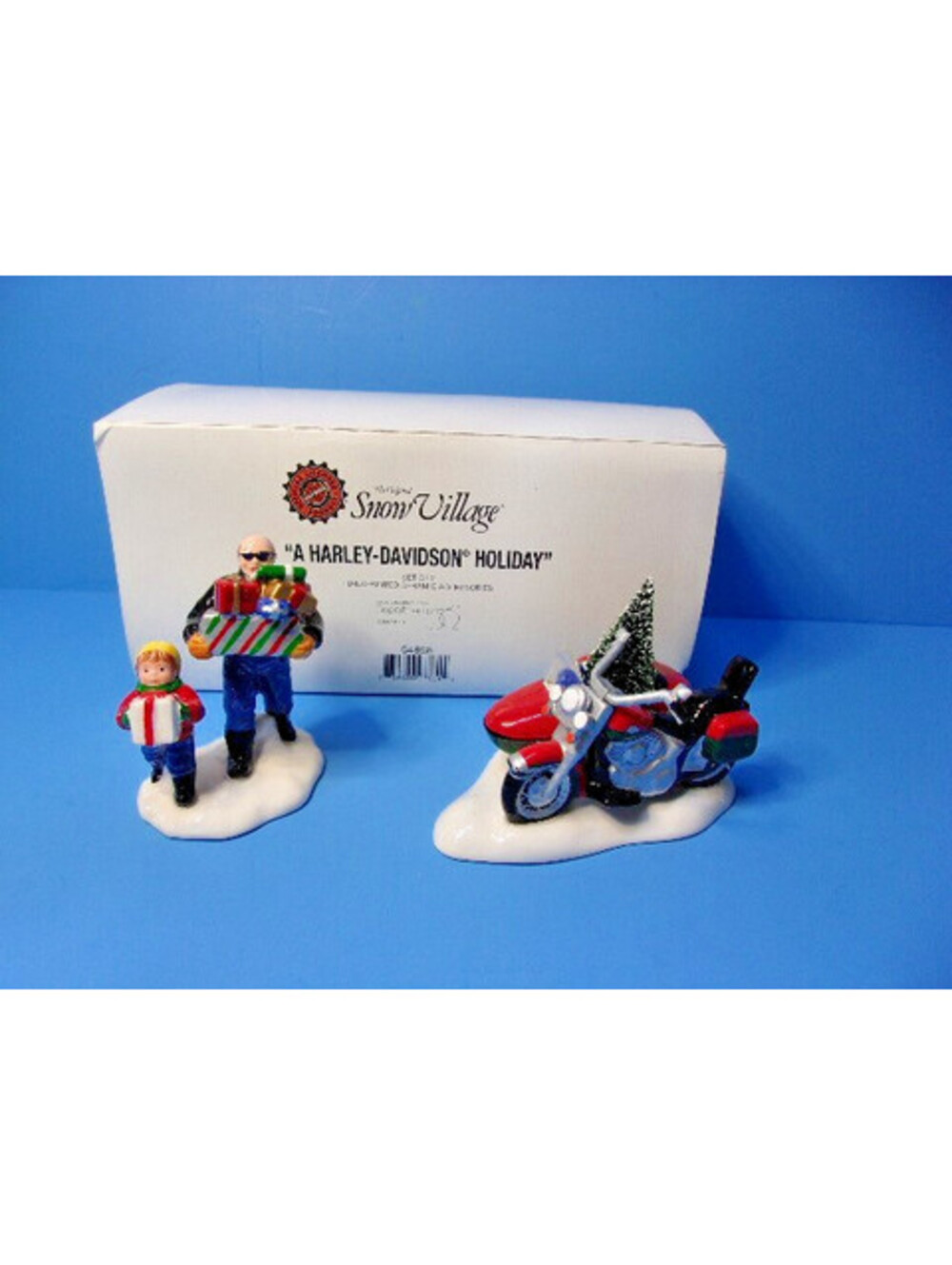 Department 56 Snow Village A Harley-Davidson Holiday Ceramic Figurine Set of 2